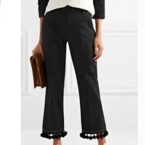 FLAWED NWT $550 Marc Jacobs Black Crop Pom Pom Crepe Straight Leg Pant 12